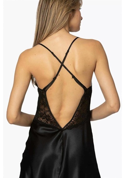 Pierre Cardin Saten Kaplı Gecelik 680 Siyah 001