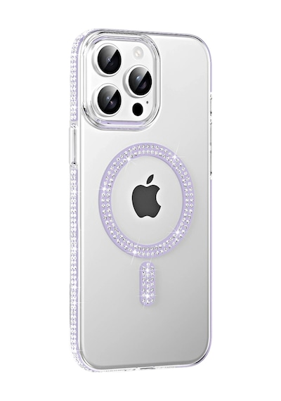Mey İthalat Apple Uyumlu iPhone 14 Pro Max Move Taşlı Magsafe Kapak - Lila