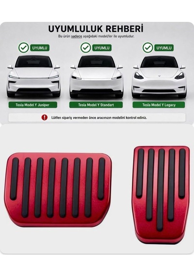 Li Parts Tesla Yeni Model Y Juniper Ve Standart Model Uyumlu Performans Pedal Seti Kırmızı Renk