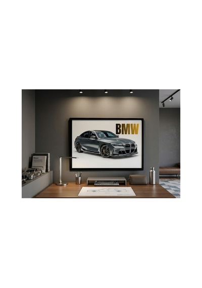 Bmw M3 Duvar Posteri Çerçeveli Spor Otomobil Tablosu 48x33 Cm
