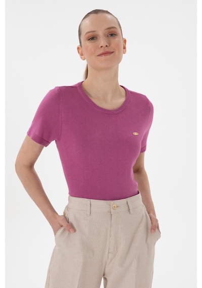 U.S. Polo Assn. Kadın Fuşya Bisiklet Yaka Triko Tişört 50306460-VR023