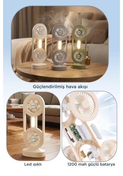 Özel Seri Şarjlı Masaüstü Vantilatör F59 Bej Cihazı Çalışma Aksesuar