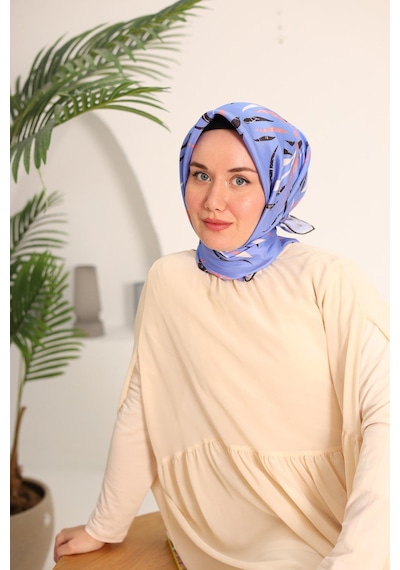 Silk Home Mavi Ekru Desenli Tivil İpek Eşarp 11432-57 Çok Renkli
