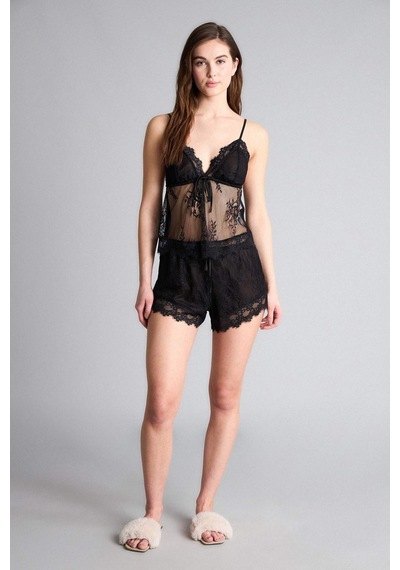 Defacto Dantelli Pijama Takımı Tül Üst Alt H1380AX26SP