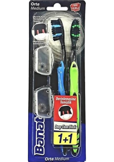 Banat Deep Clean Black 1 + 1 Kapaklı Diş Fırçası Medium