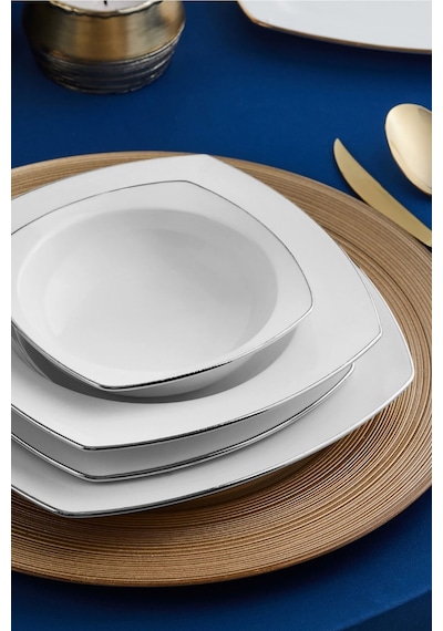 Karaca  Chiara Fine Cream  60 Parça 12 Kişilik Porselen Yemek Takımı Platin
