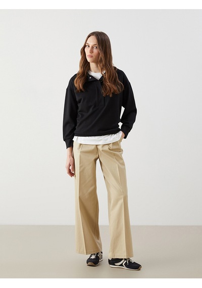 Lcw Modest Bej Loose Fit Keten Karışımlı Kadın Pantolon