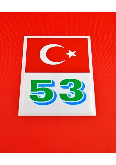 Türkiye Bayraklı Rize 53 Plaka Kodu Ön Cam Sticker