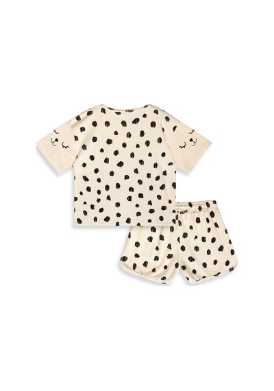 Denokids Leopar Kız Çocuk Havlu Şort T-shirt Takım Çok Renkli