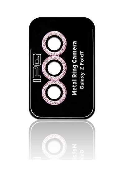Samsung Galaxy Uyumlu Z Fold 7 İçin Ipg Prolens Kamera Lens Koruyucu Elmas Taş Çerçeveli, Kırılmaz Cam Pembe