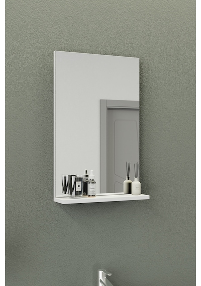Biani Fix Arya Slım 50 Cm Banyo Dolabı,Seramik Lavabolu, Aynalı,Lavabo Dahil,Mdf,Mat Beyaz