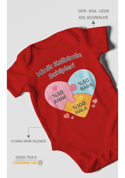 Morivokids Aileye Özel Kısa Kollu Bebek Body %100 Pamuk Kırmızı
