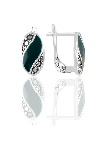 Gümüş Yeşil Mineli Oval Markazit Taşlı Küpe N11.53402