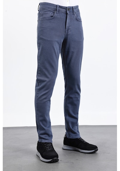 İmza İndigo Mavi Pamuklu 5 Cep Düz Paça Slim Fit Casual Denim Pantolon 1023260152