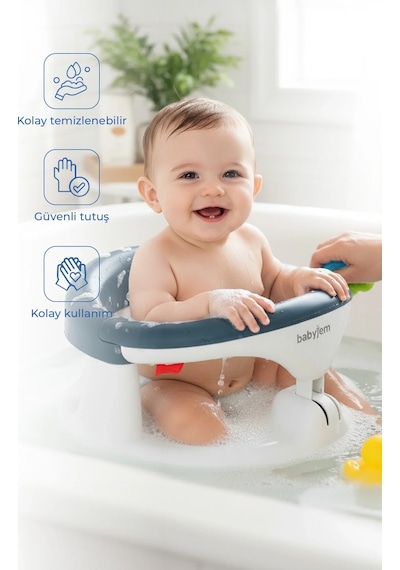 Babyjem Yandan Açılır Banyo ve Mama Oturağı İndigo Mavi