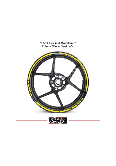 Motosiklet Jant Şeridi Jant Sticker Dekor Model Parçalı Desen Sticker Set Sarı