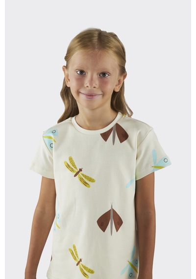 Kız Çocuk Desenli Bej Pijama Takımı Çok Renkli