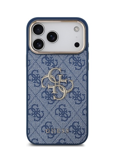 Apple Uyumlu iPhone 18 Pro Max Kılıf Guess Lisanslı Gold Metal Kamera Çerçeve Metal Büyük 4g Ve Yazı Logolu Mavi
