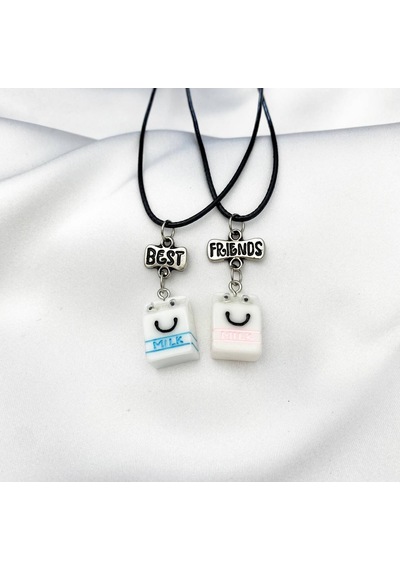Best Friend Zincirli Milk Süt Kutusu İkili Arkadaş Sevgili Kolye Çok REnkli