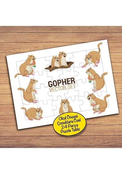 Sevimli Sincap Kolyajı Çocuklara Özel Puzzle Yapboz Tablo-229pz