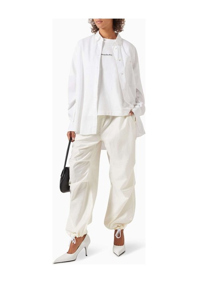 Acne Studios Relaxed Drawstring Pantolon - %63 Pamuk %37 Keten Karışımı Rahat Ve Şık Beyaz