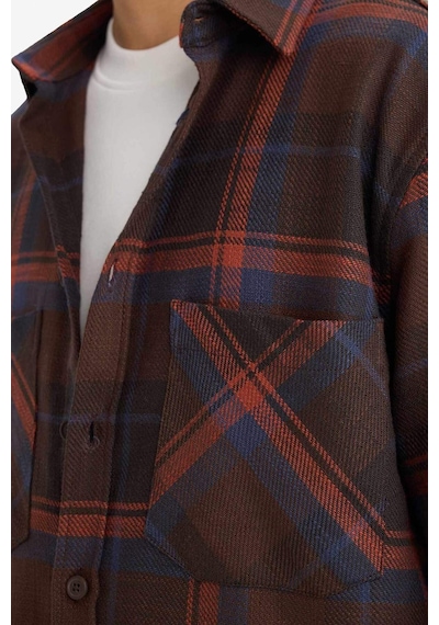 Defacto Regular Fit Polo Yaka Kareli Flanel Uzun Kollu Gömlek G2331ax25aubn339 Kahve-bn339