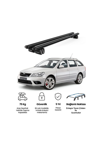 Pençe Skoda Octavia Wagon 2004-2013 Uyumlu Siyah Ara Atkı Port Bagaj Tavan Barı