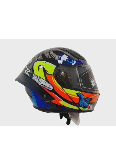 Ws-210 Güneş Vizörlü Çene Açılır Kask Mavi Sarı Şeffaf Vizörlü İtaly Dizany Çok Renkli