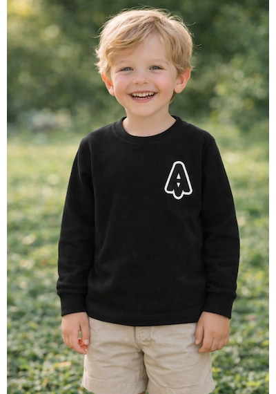 Tanem Kids Erkek Çocuk Jakarlı Siyah Örme Sweatshirt Siyah