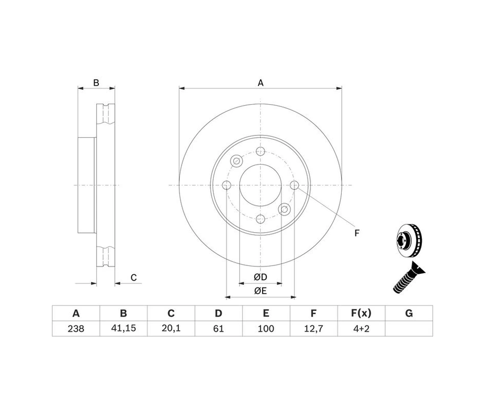 Renault Clio 1 1.4 1990-1998 Bosch Ön Disk Havalı 238mm 2 Adet