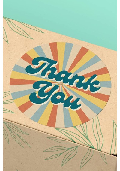 Thank You Retro Güneş Desenli Kargo Paket Sticker 3x3cm St2067 Çok Renkli