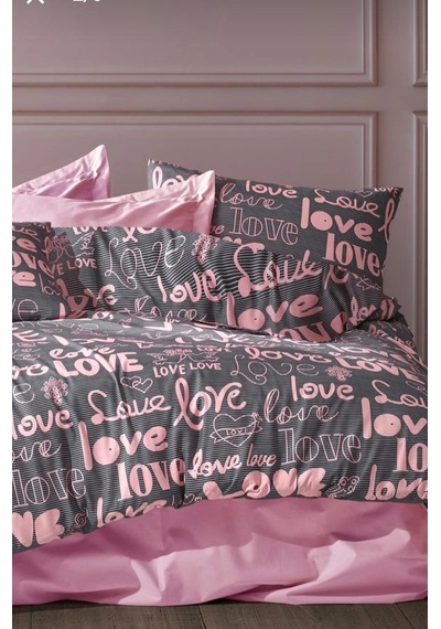 Tek Kişilik Nevresim Takımı Love Pembe