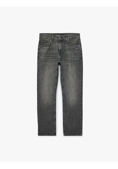 Koton Pamuklu Normal Bel Cepli Straight Fit Jean Pantolon - Mark Jean Siyah 7wam40033nd