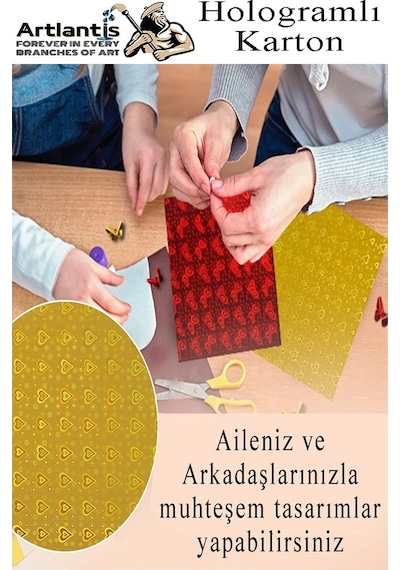 Hologramlı Karton 20x30 Cm A4 10 Renk 1 Paket Hulogramlı Fon Kartonu Kağıt Yanar Döner Parlak Hologram Okul Öncesi Kreş