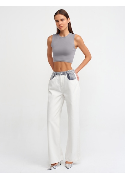 Dilvin Crop Top 101a30125 Gri