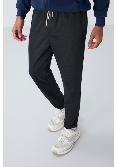 Tommy Life Koyu Gri Yüzeyi Dokulu Standart Fit Erkek Eşofman Alt - 82154