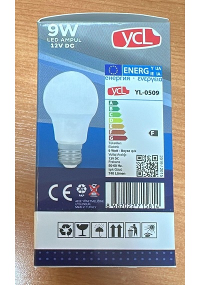 Ycl Yl-0509 Led Ampul 9 Watt Beyaz Işık 12 Volt