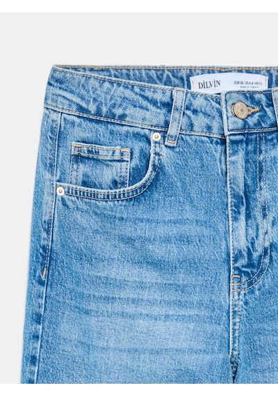 Dilvin 72375 Yüksek Bel Likralı Jean Mavi