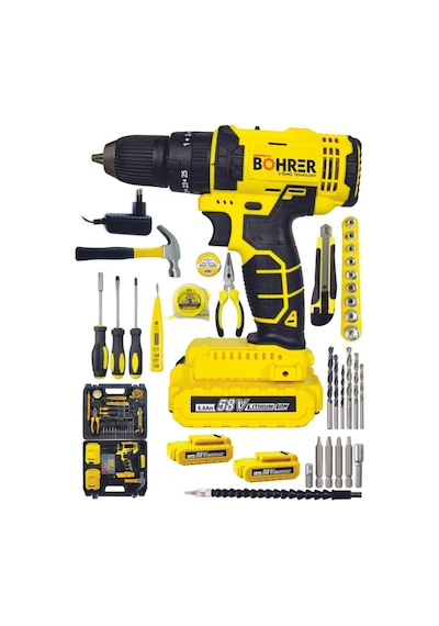 Böhrer Bh457 Profesyonel Pro Hummer 30 Parça Yeni Nesil Darbeli Li-on Batarya Şarjlı Vidalama Matkap