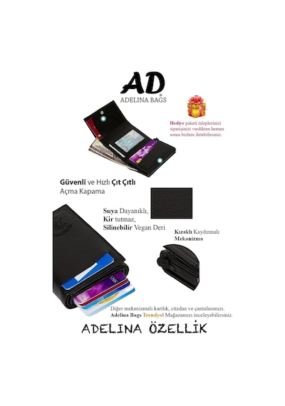 Adelina Bags Hakiki Deri Çelik Kasalı El Ve Omuz Çanta Ve Mekanizmalı Cüzdan