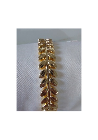 Yaprak Tasarım Gold Kelepçe Bileklik 6 Cm Altın Altın