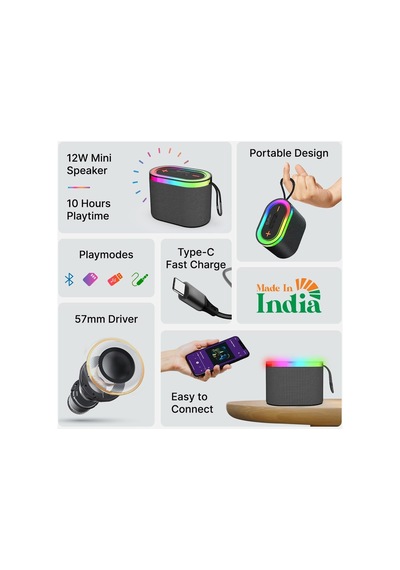 M8 Taşınabilir Şarjlı Bluetooth Hoparlör 4 Inc 2 10w Rms Rgb Karaoke Mikrofonlu 3600 Mah Siyah - 854520745