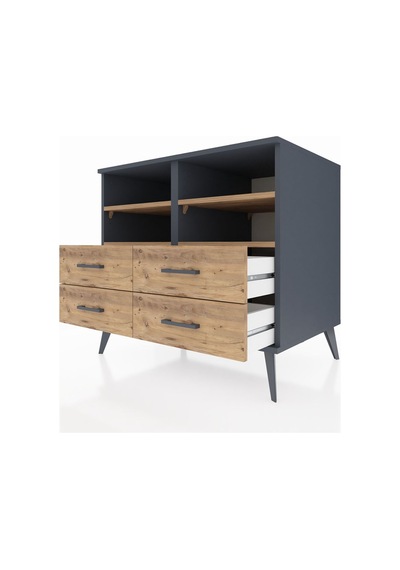 Kronos Şifonyer 4 Raflı 4 Çekmeceli 88x59x80 Antrasit-çam Çam Kronos Şifonyer 4 Raflı 4 Çekmeceli 88x59x80 Antrasit-çam Çam
