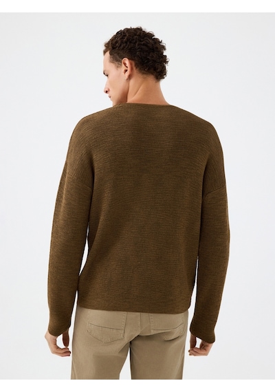 Regular Fit Erkek Kazak Camel