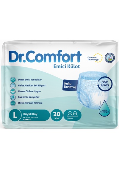 Dr.Comfort Yetişkin Emici Külot Large 2 x 10'Lu 20 Adet