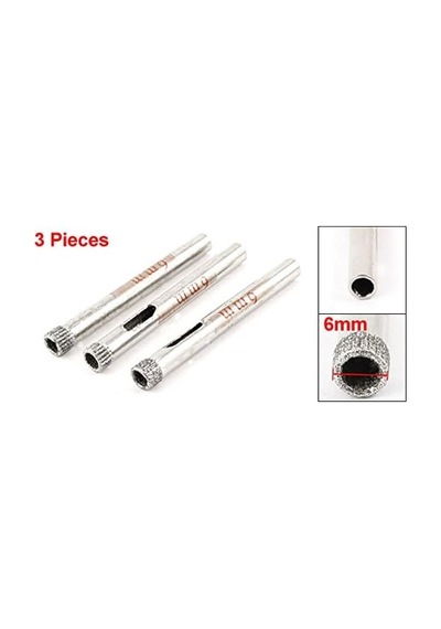 3 Adet Elmas Kaplı Matkap Seramik Cam Delme Aleti 6 Mm 15/162,6 Cm