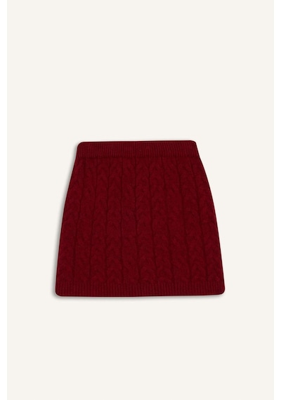 Defacto Yılbaşı Temalı Slim Fit Dar Kesim Mini Triko Kadın Etek D3702AX24CWRD56 Kırmızı