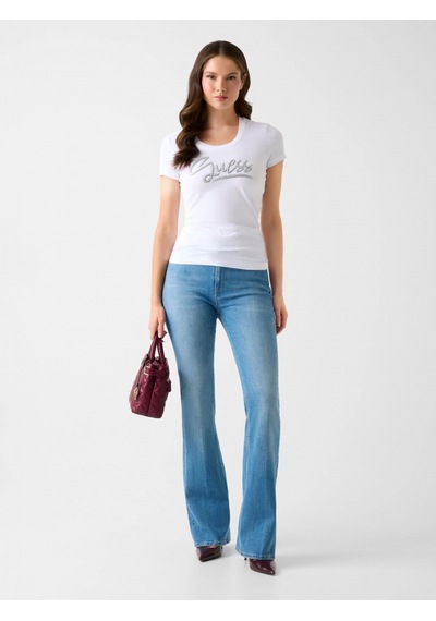 Guess Kısa Kollu Bisiklet Yaka Guess Yazılı Kadın Beyaz T-shirt W6rı24j1314-g011 Beyaz