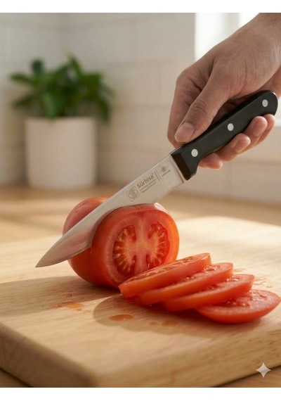 Sürmene Meyve Sebze Mutfak Bıçağı 20 Cm Paslanmaz Çelik Keskin Pimli Siyah Bıçak Sürbisa 61004-p
