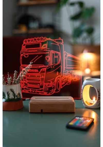 Scania Tır 16 Renk Kumandalı 3d Gece Lambası